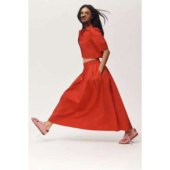Anthropologie Maeve Pull-On Circle Skirt Maxi Red 3X - Picture 2 of 2